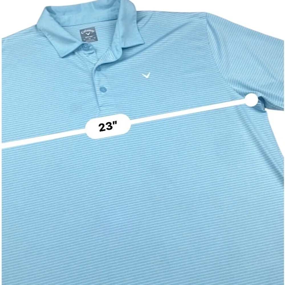 Callaway Opti-Dri Mens XL Blue Striped Short Sleeve Golf Polo Shirt 0375